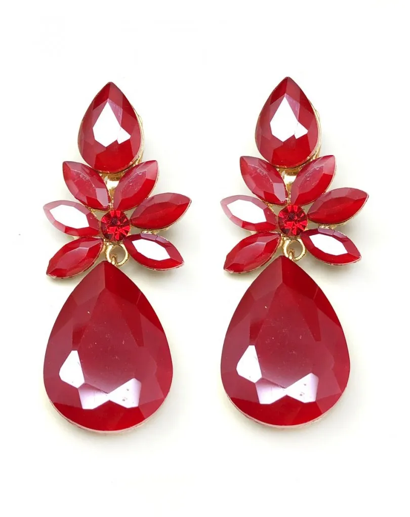 PENDIENTES DE CLIP  LARGOS ROJOS DE BISUTERIA VENTA MADRID Y ONLINE