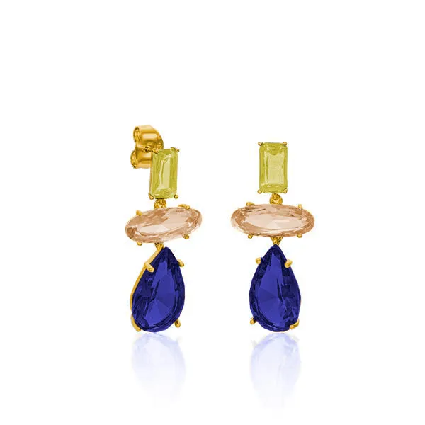 Pendientes de piedras de colores lágrima azurita