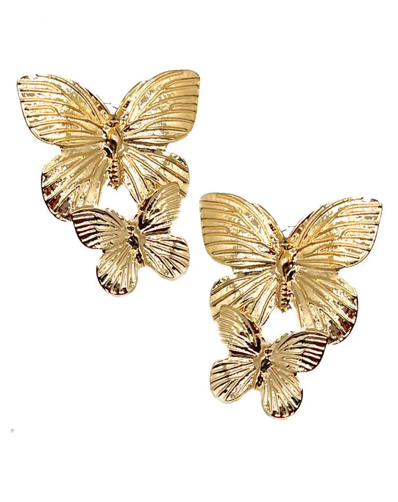 PENDIENTES DORADOS CON VISTOSAS MARIPOSAS SUPER FAVORECEDOR