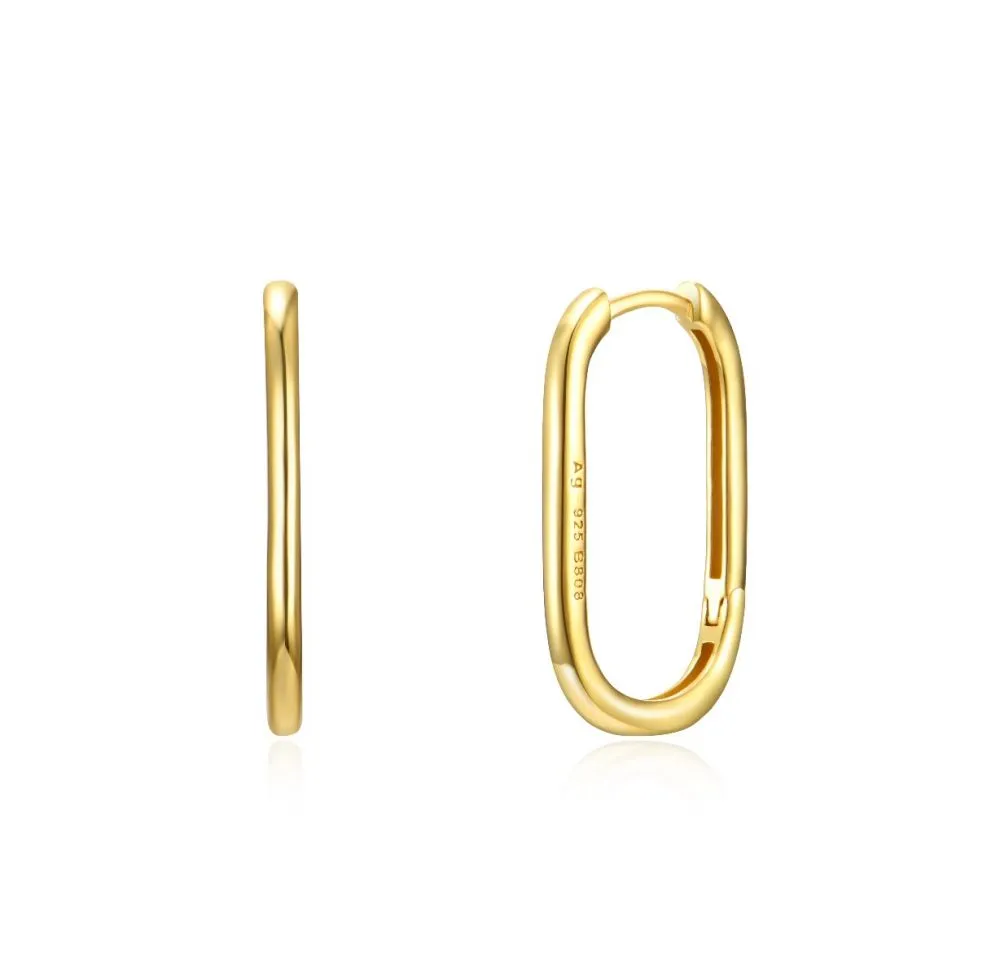 Pendientes en Plata de ley Aro Rectangular Gold 21mm