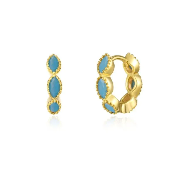 Pendientes en Plata de ley Atenea Gold Turquesa