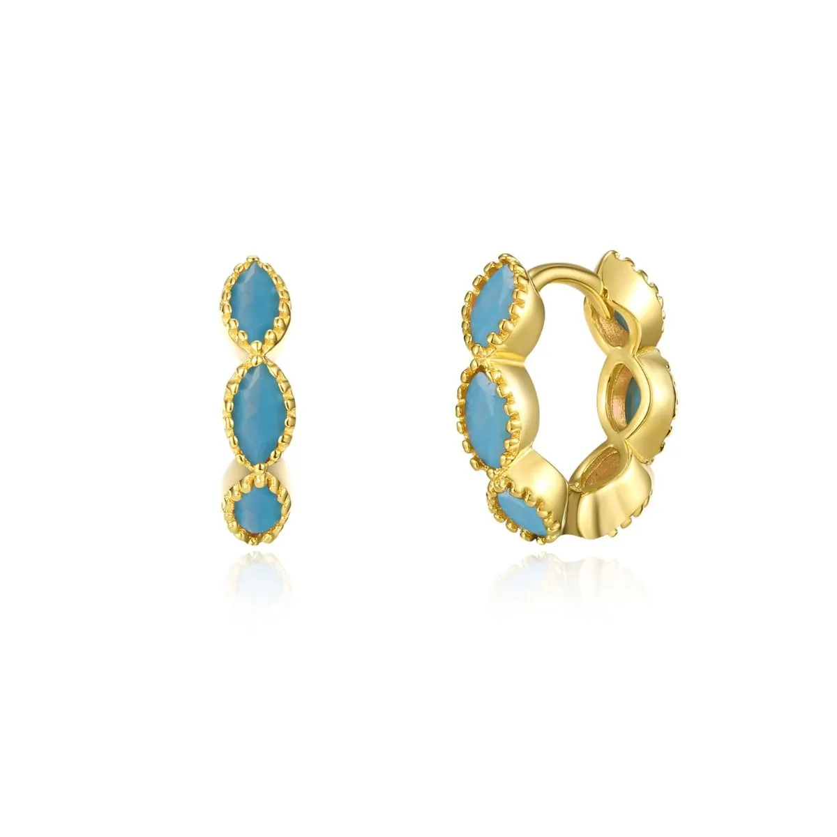 Pendientes en Plata de ley Atenea Gold Turquesa