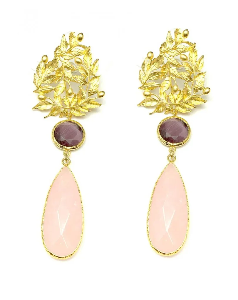 PENDIENTES LARGOS CON PIEDRAS NATURALES LOOK ESPECTACULAR