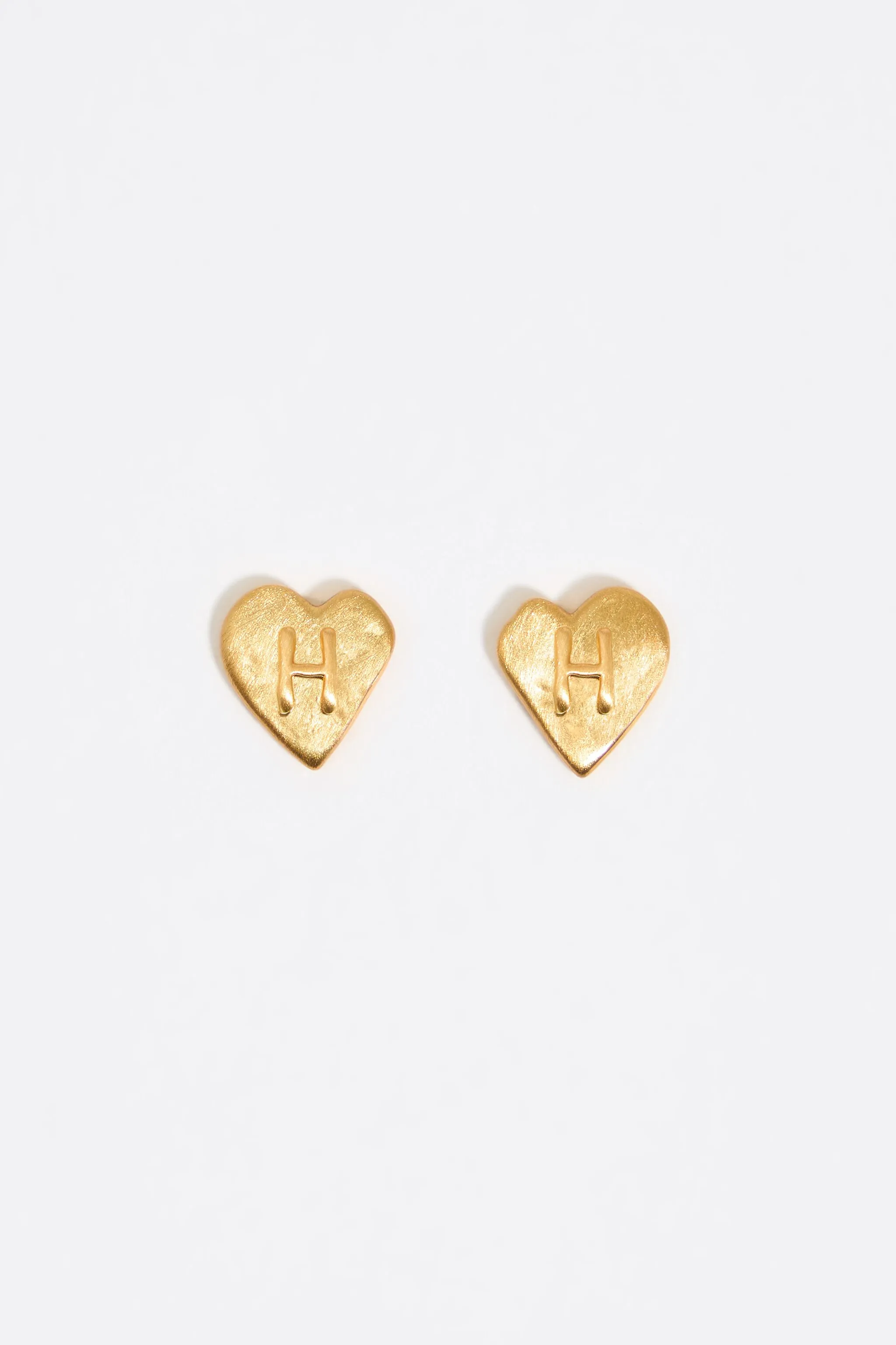 Pendientes letra H corazón dorado