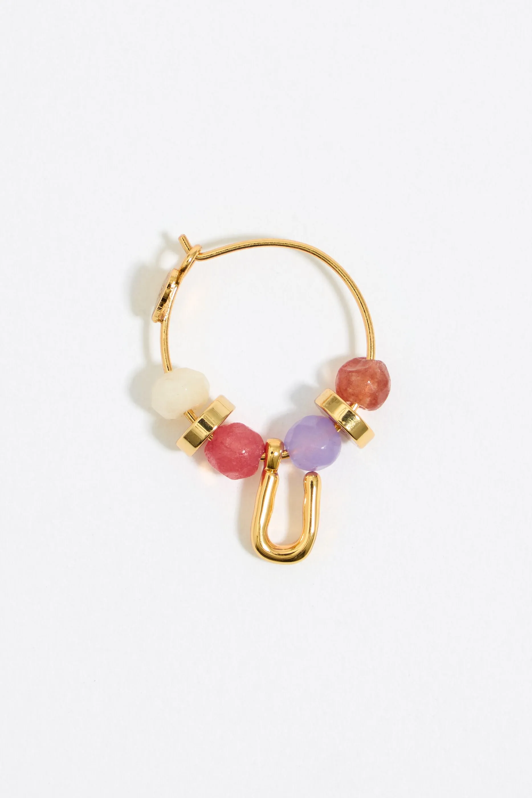 Pendientes letra U piedras multicolores