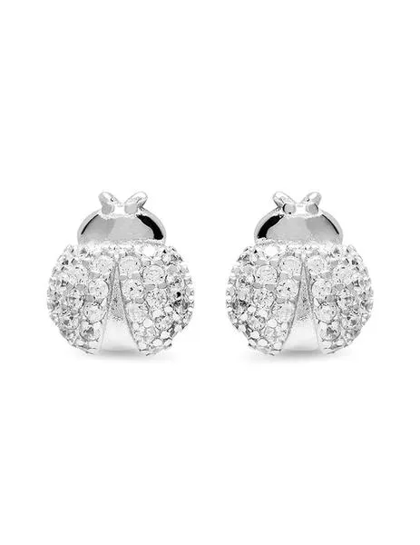 pendientes luxenter mariquita plateada