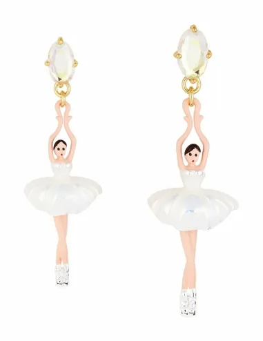 Pendientes mini bailarina blanca con piedra