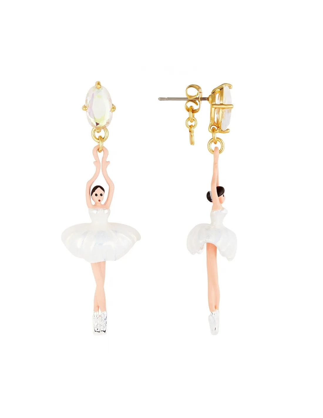 Pendientes mini bailarina blanca con piedra