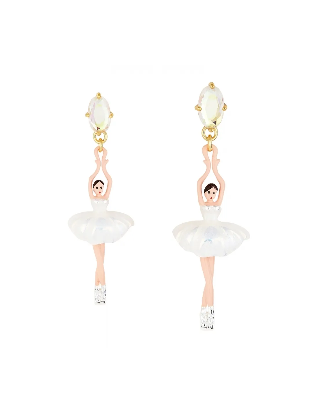Pendientes mini bailarina blanca con piedra
