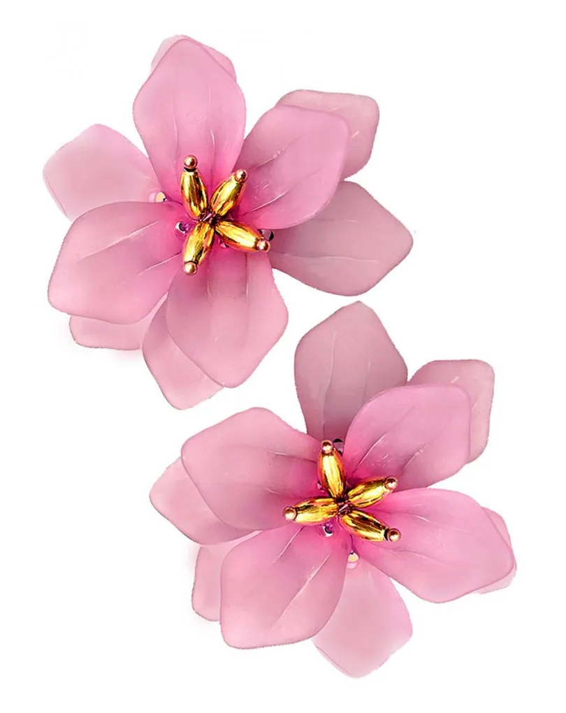 PENDIENTES MORADOS CON FLORES LOOK ROMANTICO Y FEMENINO