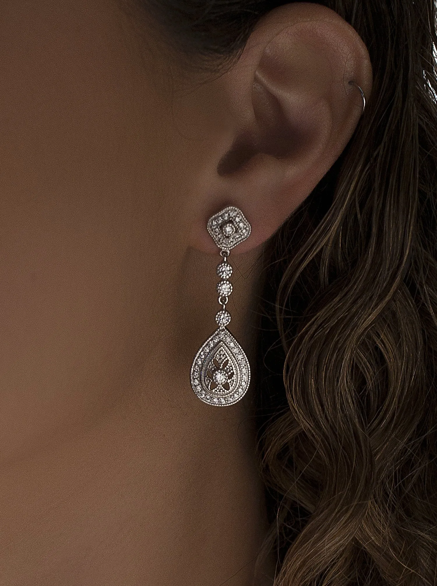 Pendientes novia swarovski diseo gota con circonita