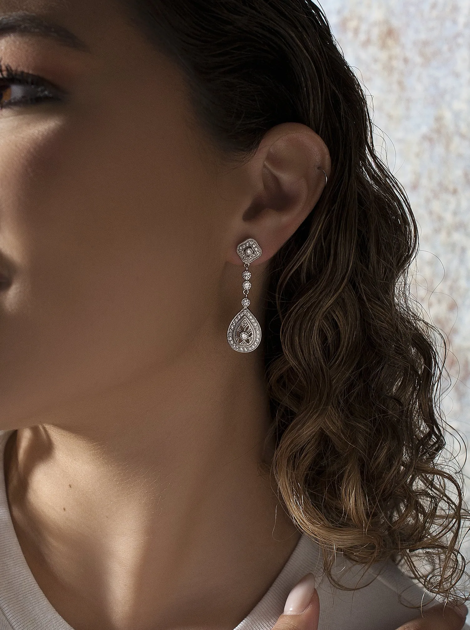 Pendientes novia swarovski diseo gota con circonita