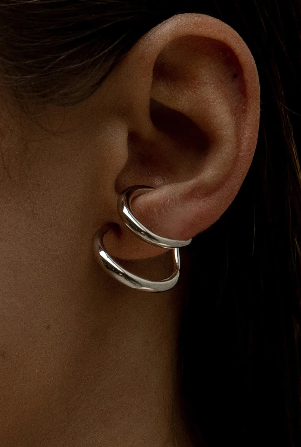 Pendientes originales diseo de doble aro soporte antitrago