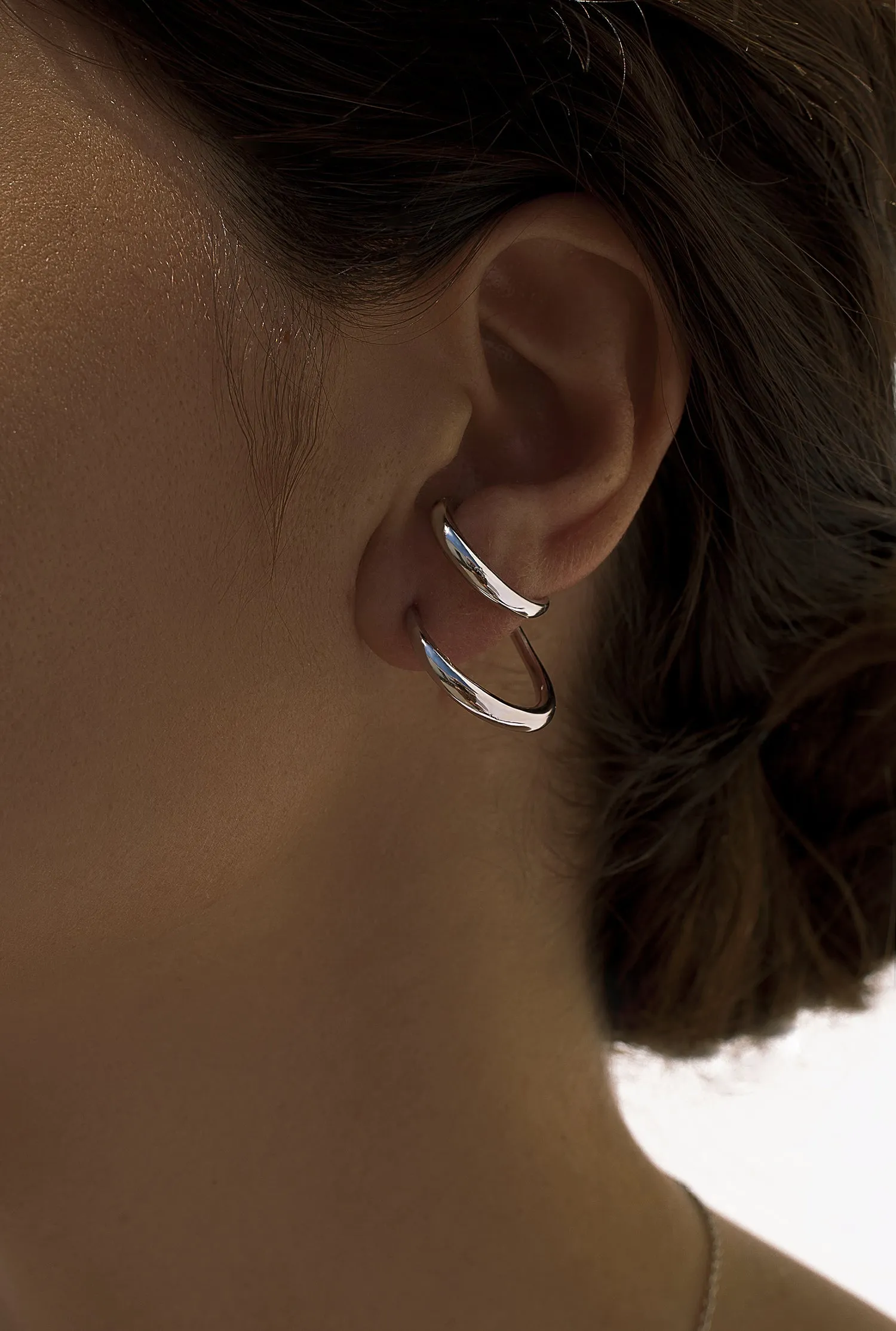 Pendientes originales diseo de doble aro soporte antitrago
