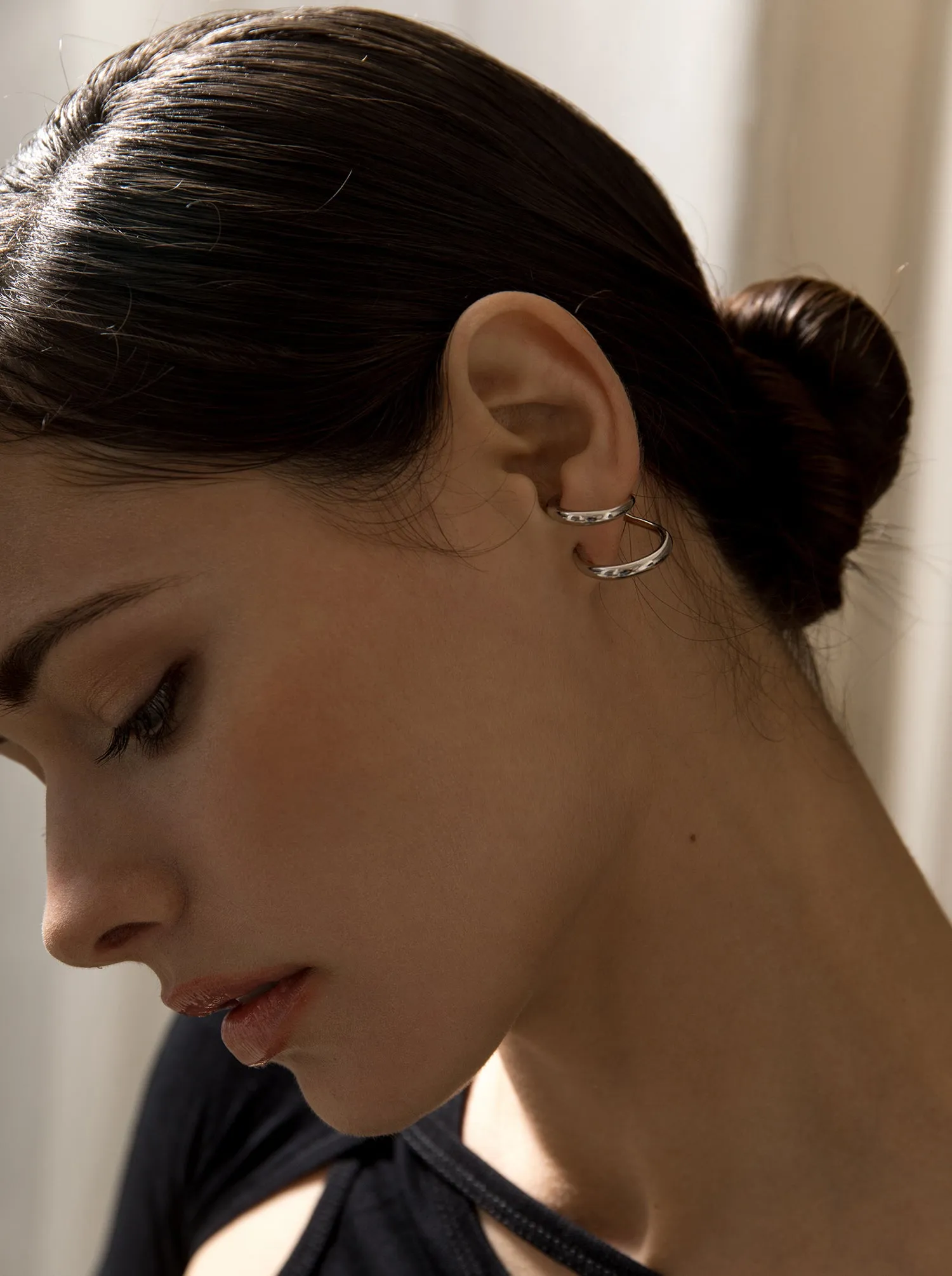 Pendientes originales diseo de doble aro soporte antitrago