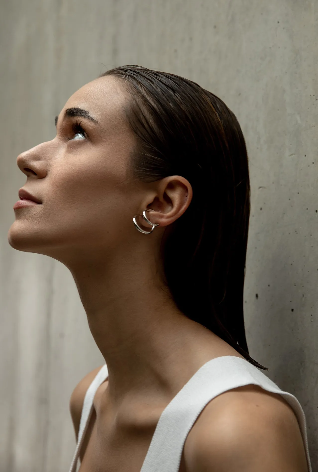 Pendientes originales diseo de doble aro soporte antitrago