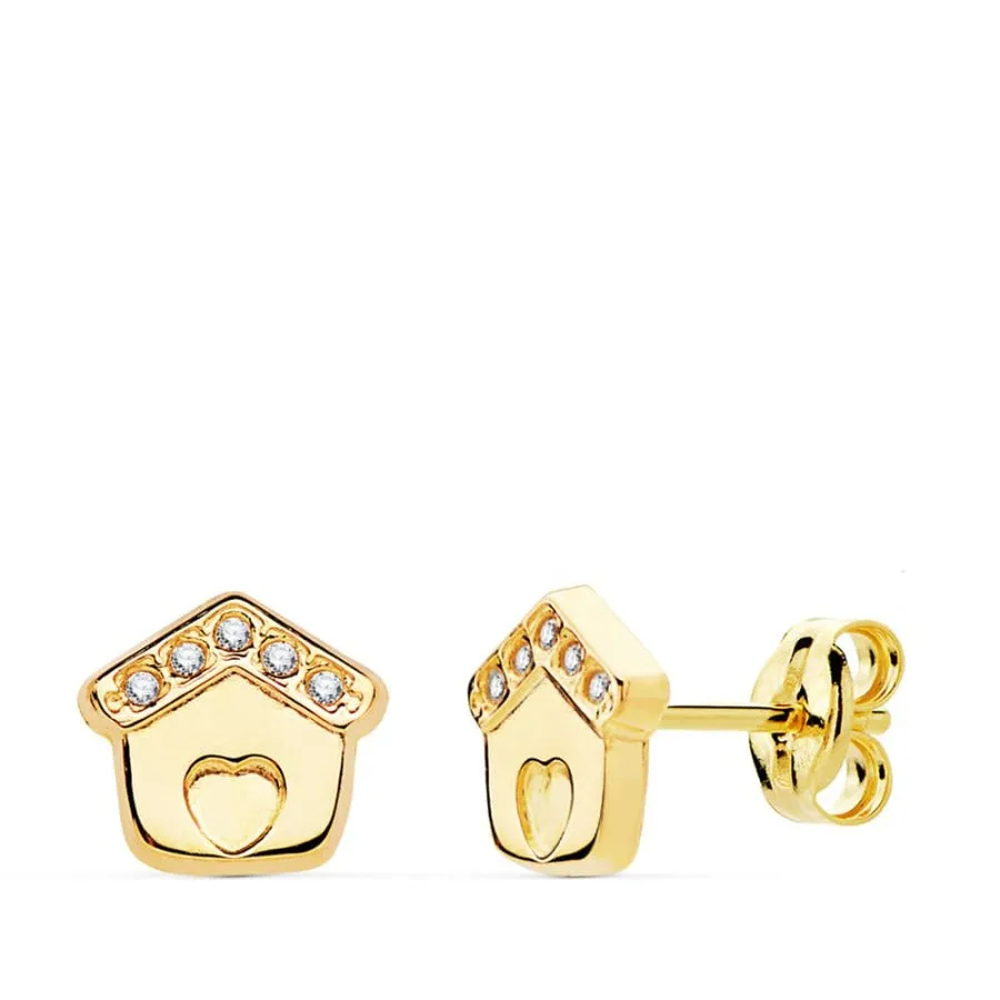 Pendientes oro 18k casita