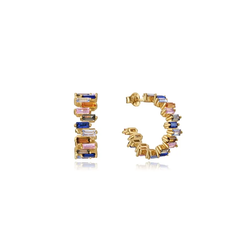PENDIENTES VICEROY ACERO CON IP DORADO Y CIRCONITAS DE COLOR 9101E10039