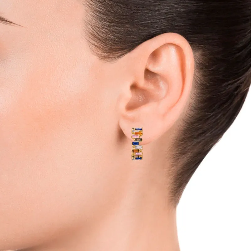 PENDIENTES VICEROY ACERO CON IP DORADO Y CIRCONITAS DE COLOR 9101E10039