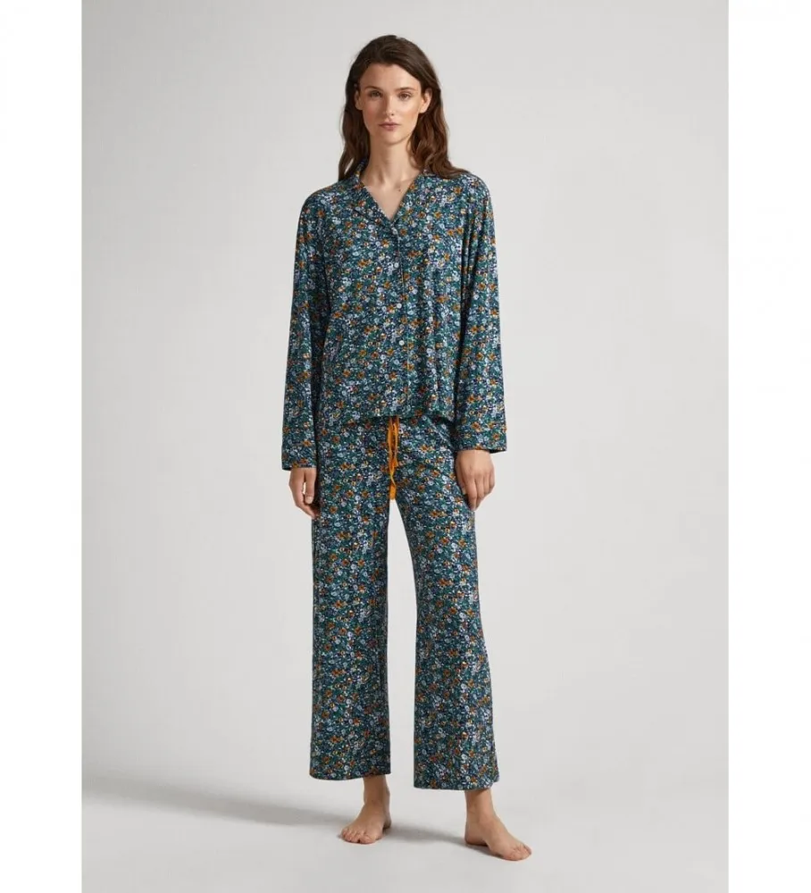 Pijama Floral marino