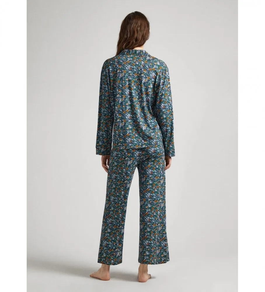 Pijama Floral marino