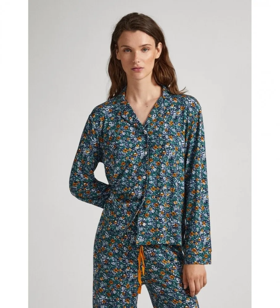 Pijama Floral marino