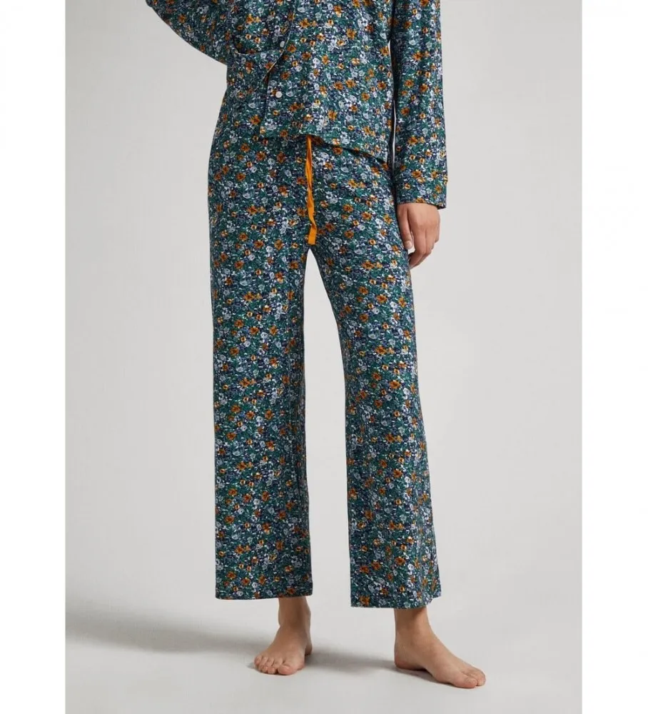 Pijama Floral marino