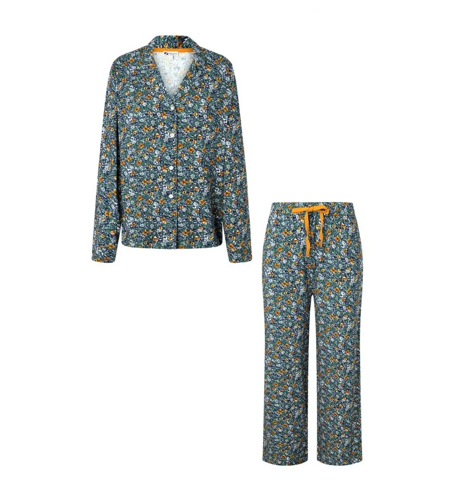 Pijama Floral marino