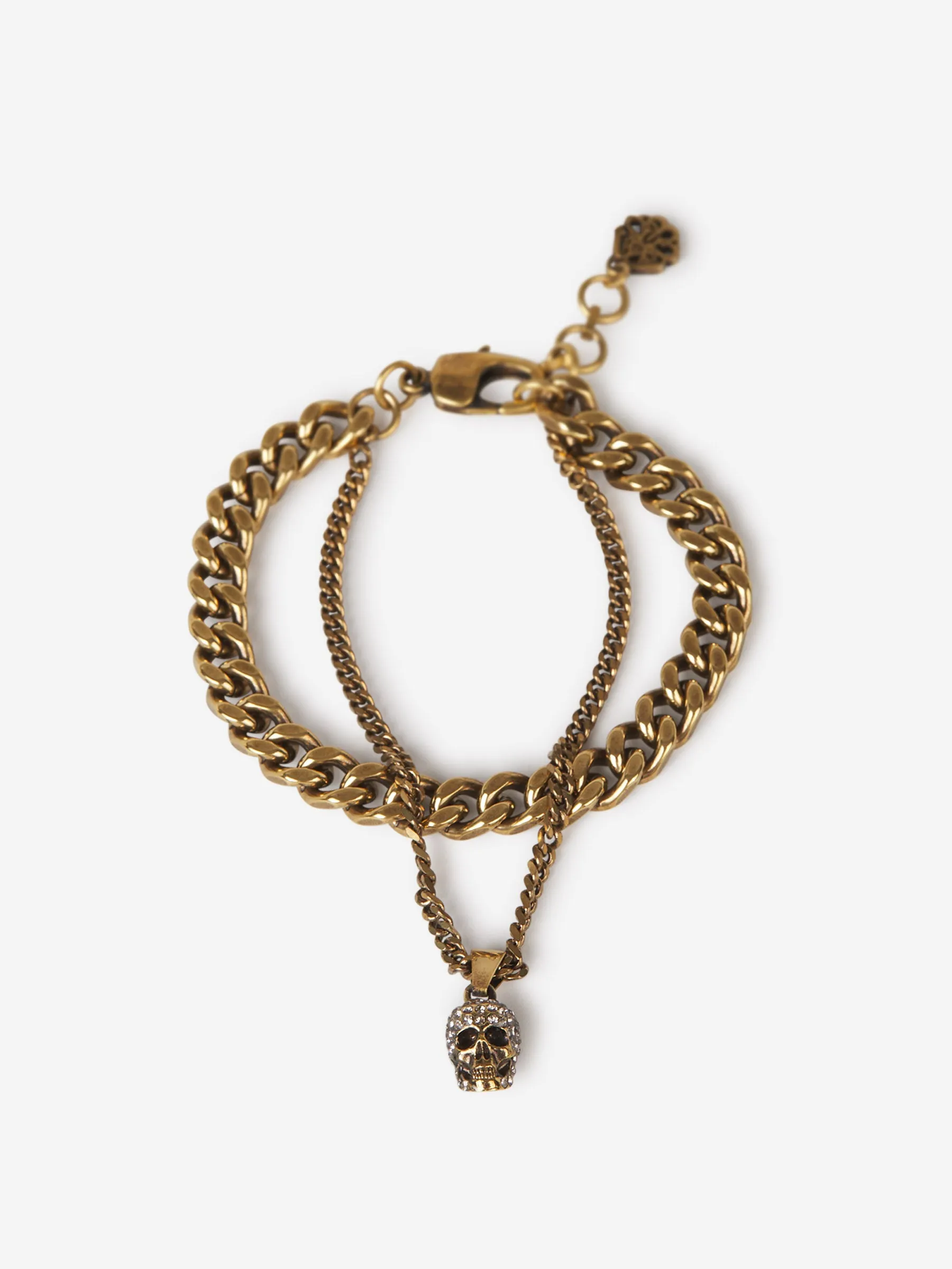 Pulsera Calavera Doble Cadena