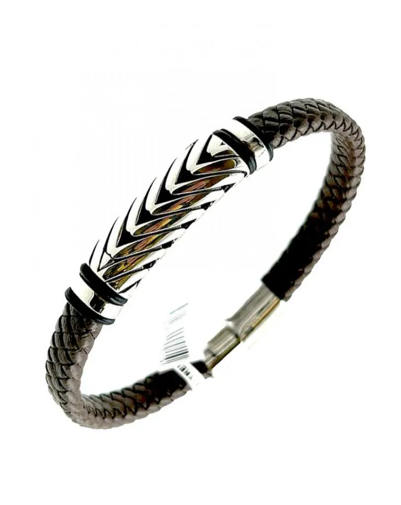 PULSERAS MARRONES CON TRENZA EN ACERO LINEA ACTUAL PARA HOMBRE