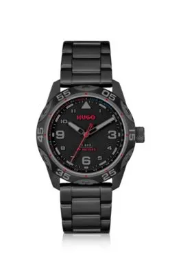 Reloj chapado en negro con pulsera de eslabones