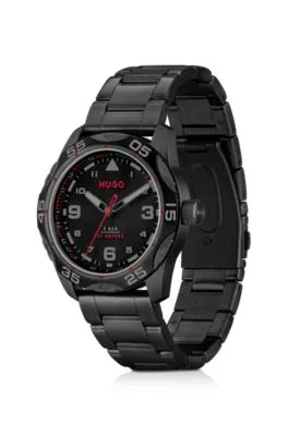 Reloj chapado en negro con pulsera de eslabones