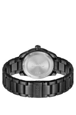 Reloj chapado en negro con pulsera de eslabones
