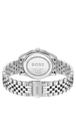 Reloj con pulsera de eslabones abovedados e incrustación de nácar