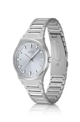 Reloj con pulsera de eslabones y esfera en tono plateado