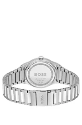 Reloj con pulsera de eslabones y esfera en tono plateado
