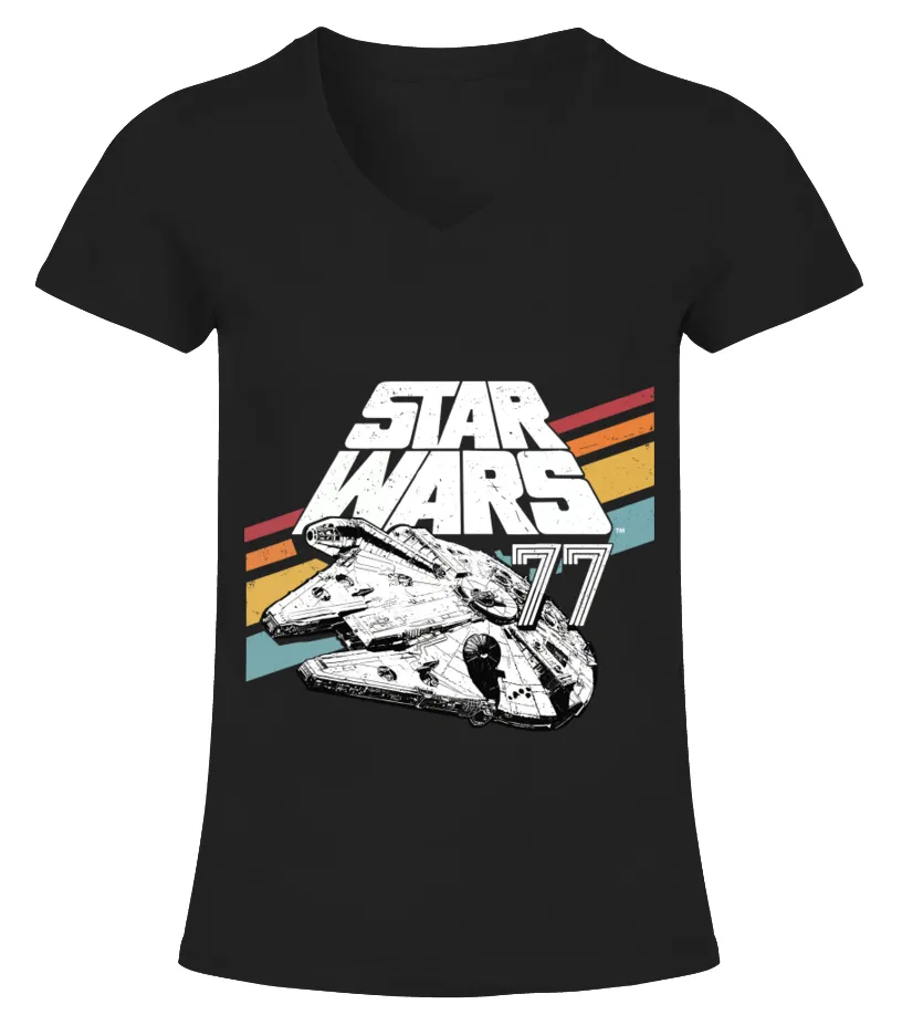 Retro Millennium Falcon Camiseta cuello pico Mujer