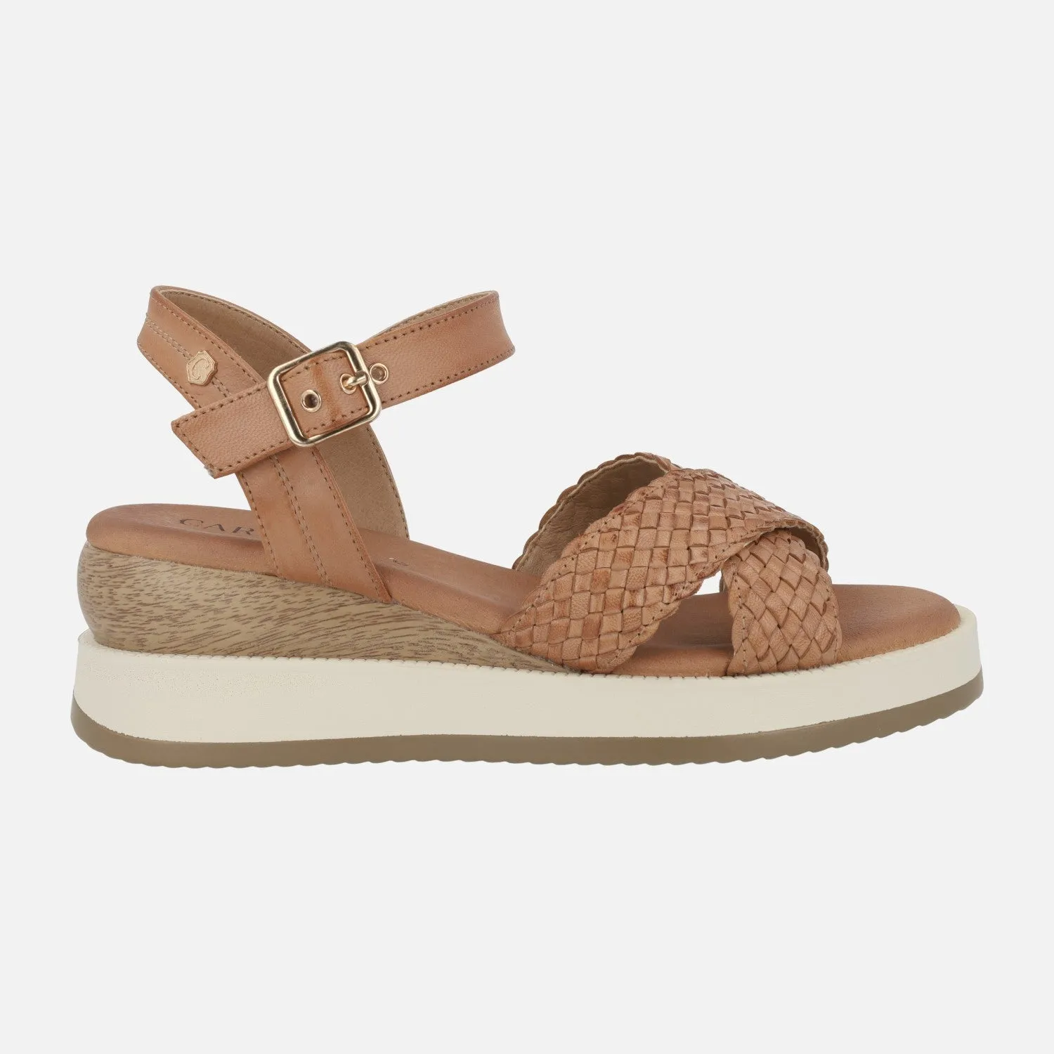 Sandalias de piel con tiras trenzadas y pulsera al tobillo