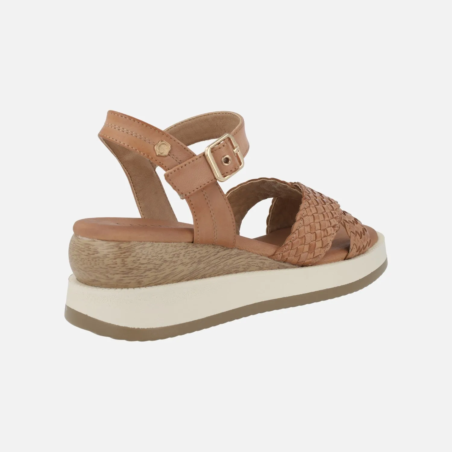 Sandalias de piel con tiras trenzadas y pulsera al tobillo