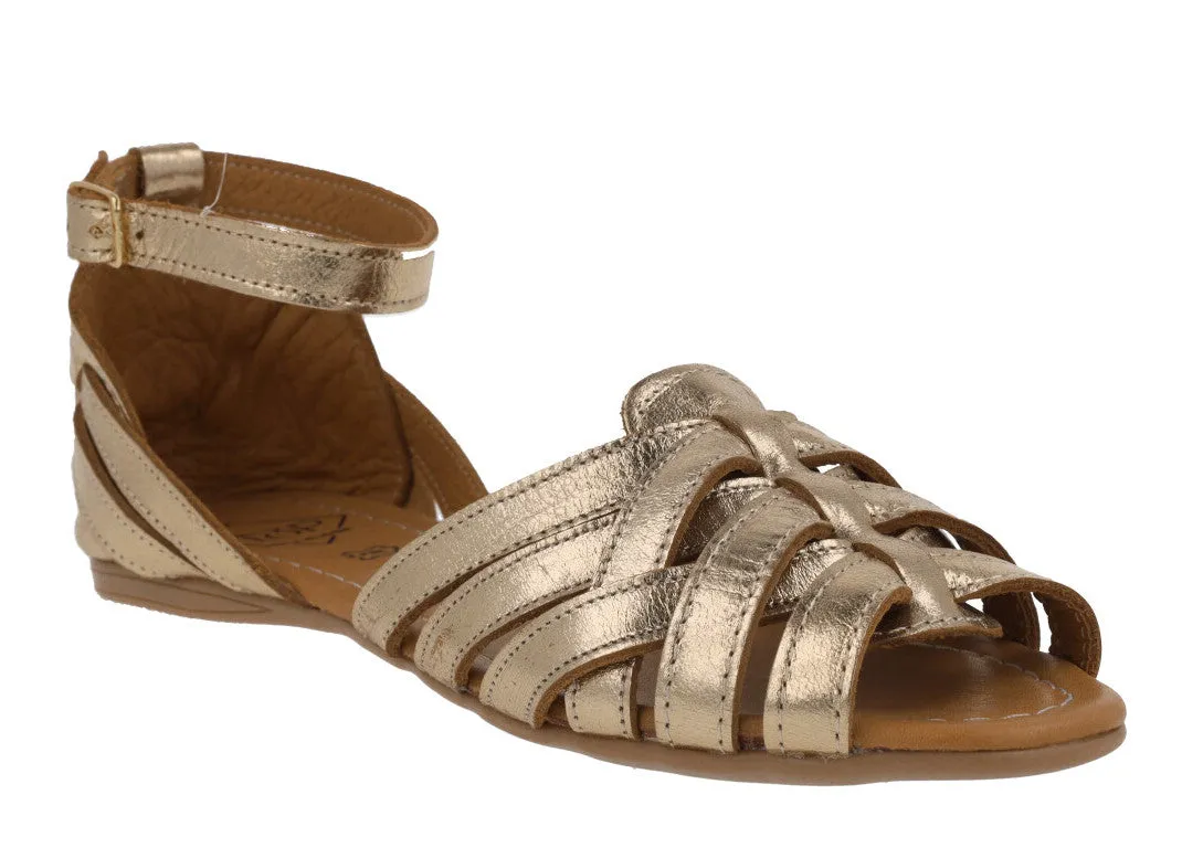 Sandalias de piel de tiras con pulsera al tobillo