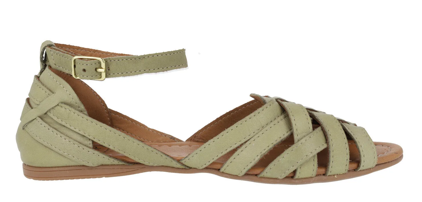 Sandalias de piel de tiras con pulsera al tobillo