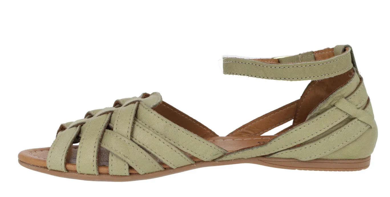 Sandalias de piel de tiras con pulsera al tobillo