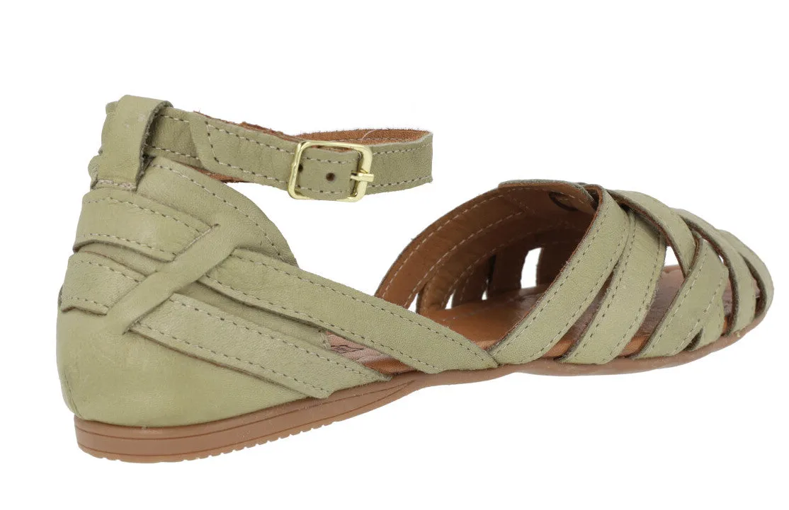 Sandalias de piel de tiras con pulsera al tobillo