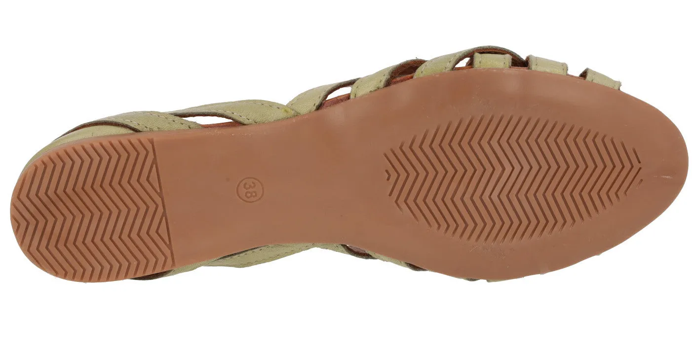 Sandalias de piel de tiras con pulsera al tobillo