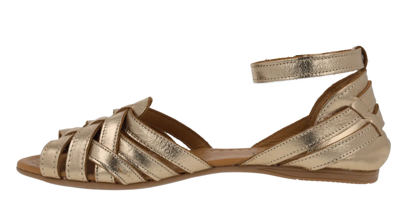 Sandalias de piel de tiras con pulsera al tobillo