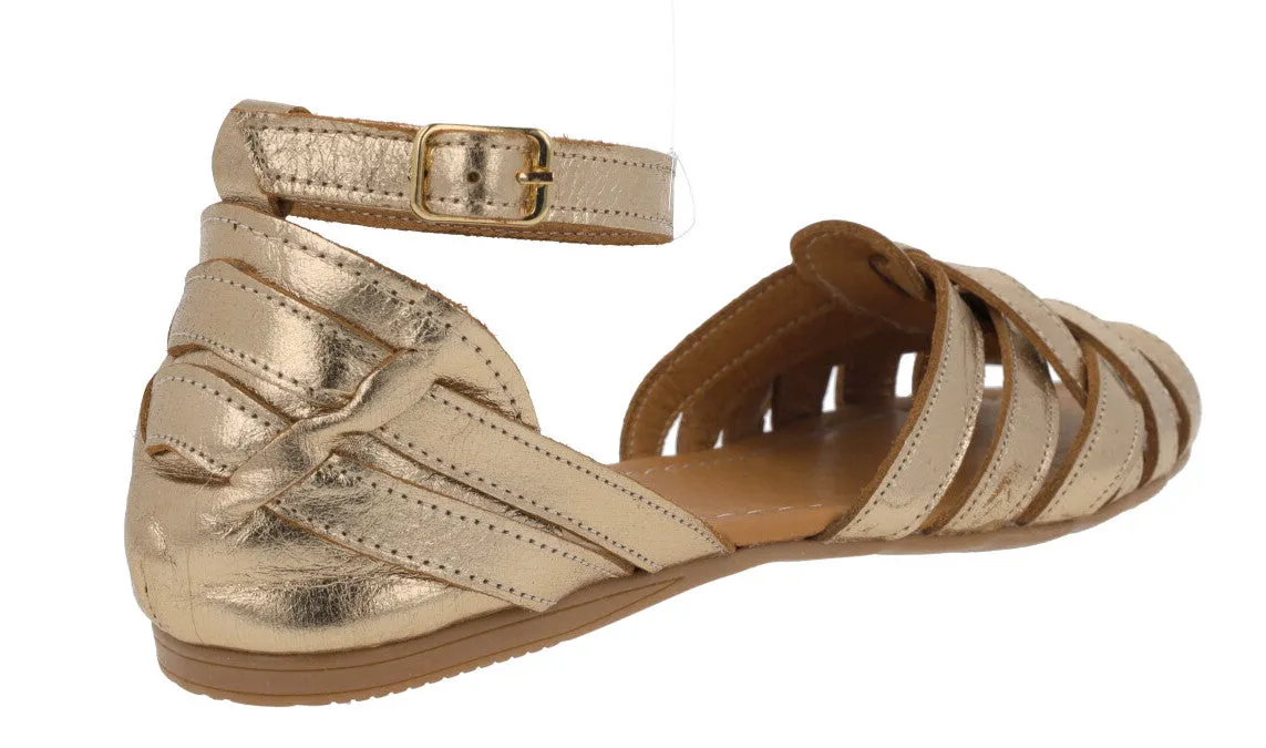 Sandalias de piel de tiras con pulsera al tobillo