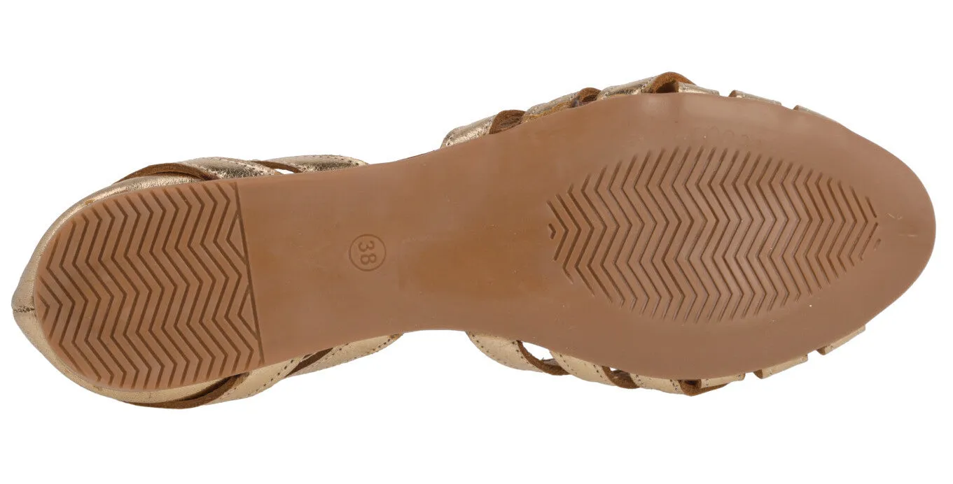 Sandalias de piel de tiras con pulsera al tobillo