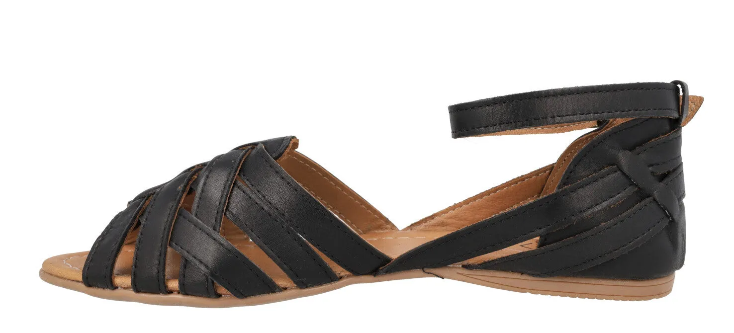 Sandalias de piel de tiras con pulsera al tobillo