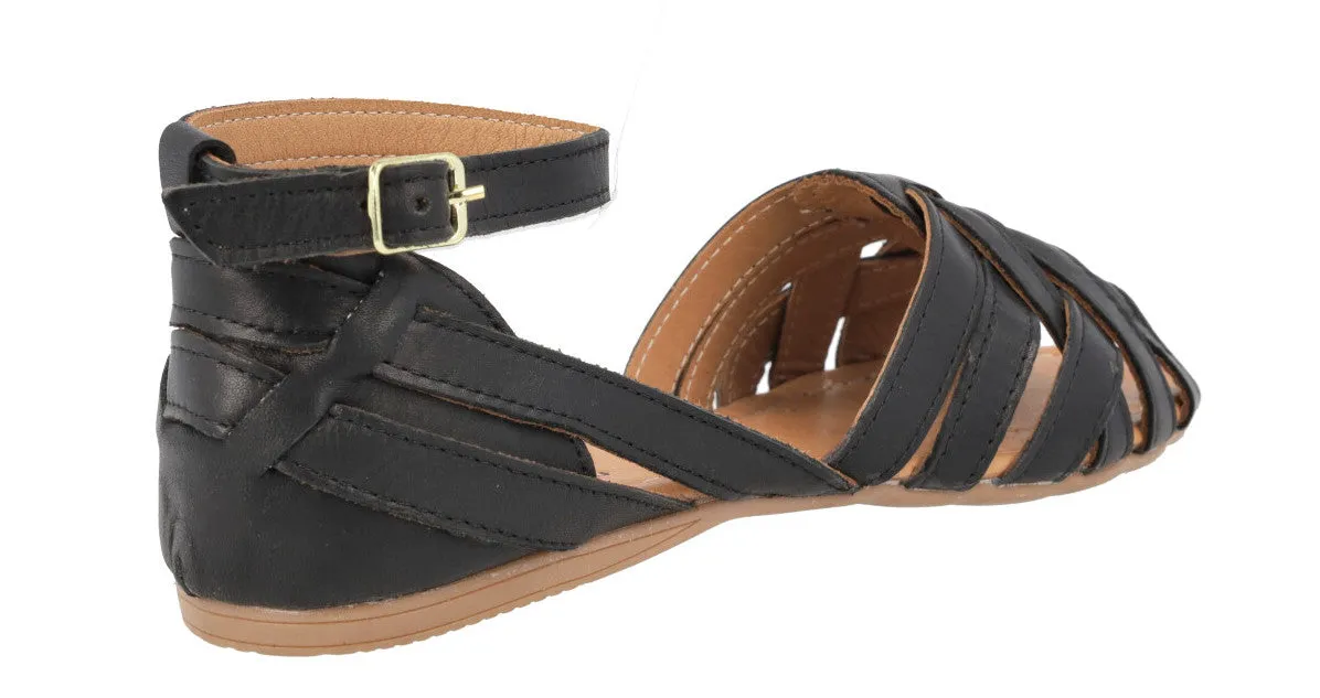Sandalias de piel de tiras con pulsera al tobillo