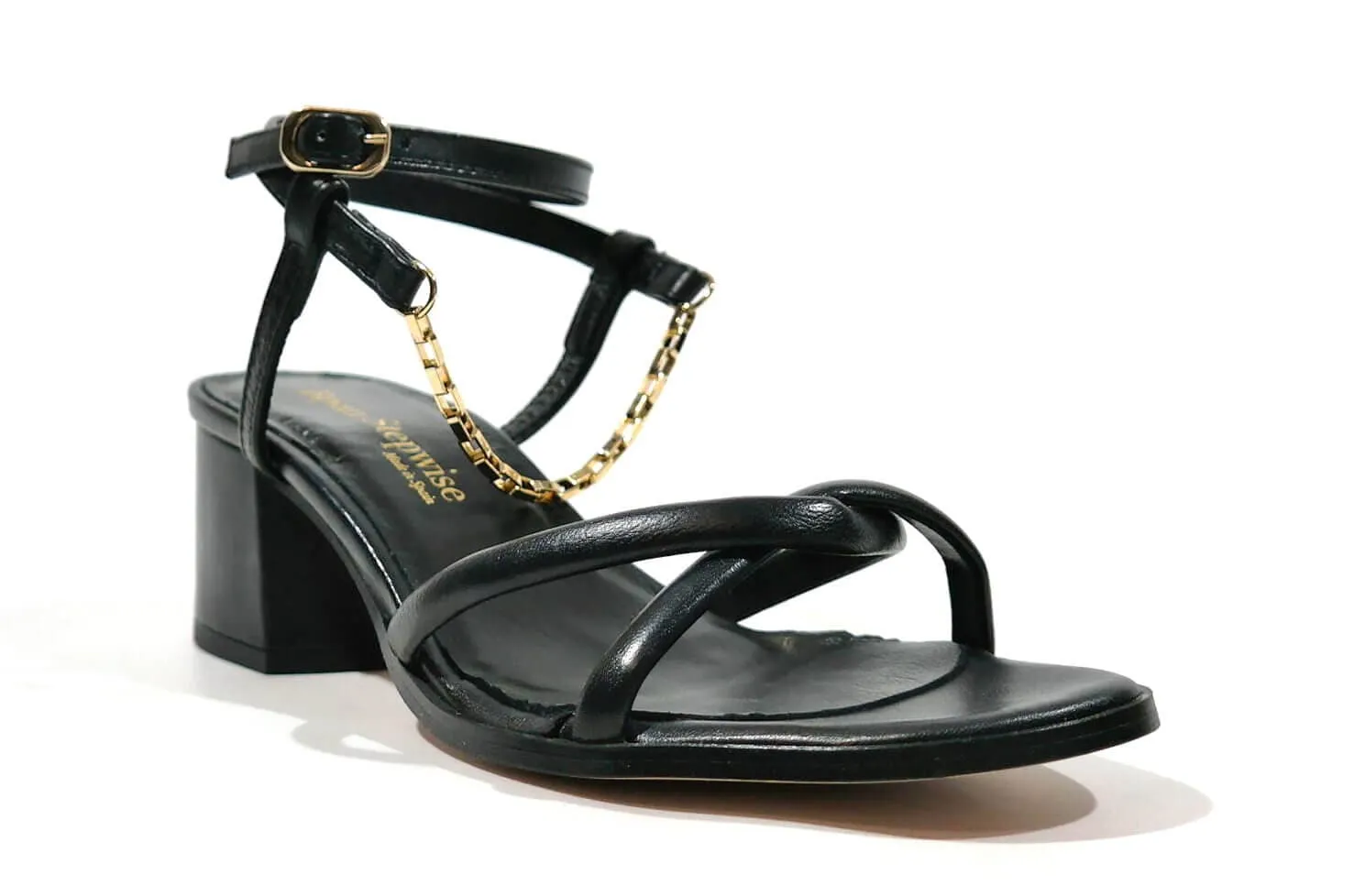 Sandalias de tiras con pulsera y cadena al tobillo